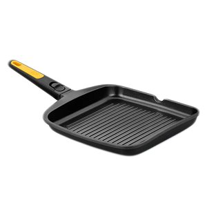 Square grill pan, aluminum, removable handle, 28x28 cm, "Fast Click" - BRA