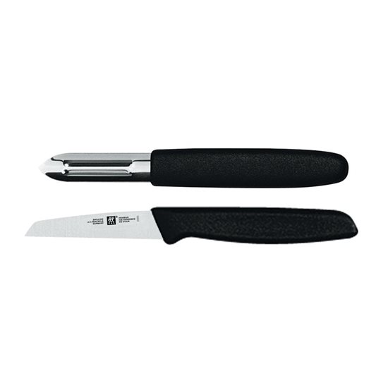 Vegetable and fruit peeler and knife set, stainless steel, "Twin Grip", Black - Zwilling