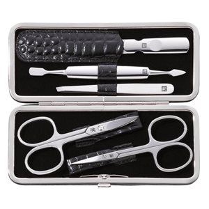 5-piece manicure set, stainless steel, leather case, black, Classic Inox - Zwilling 