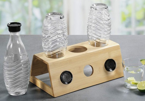 Bottle drying rack, with tray, bamboo, 32 x 12 x 17.5 cm - Kesper