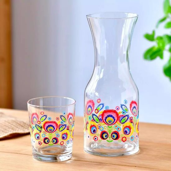 6-piece drinking glass set with Lowicz model, made of glass, 250ml, "Folk" - Krosno