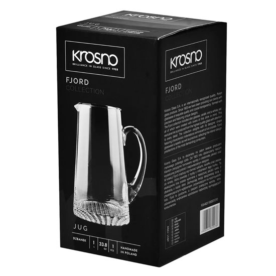 Carafe, crystal glass, 1L, "Fjord" - Krosno