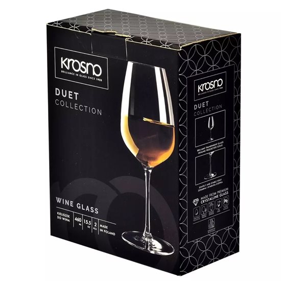 Σετ ποτηριού λευκού κρασιού 2 τεμαχίων, από κρυσταλλικό γυαλί, 460ml, "Duet" - Krosno