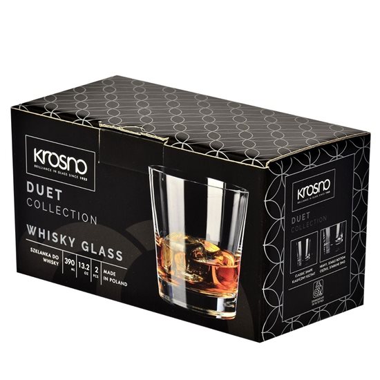 2 részes whiskys pohár készlet, üvegből, 390ml, "DUET" - Krosno