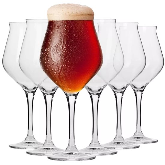 6-piece beer glass set, made of crystalline glass, 420ml, "Avant-Garde" - Krosno