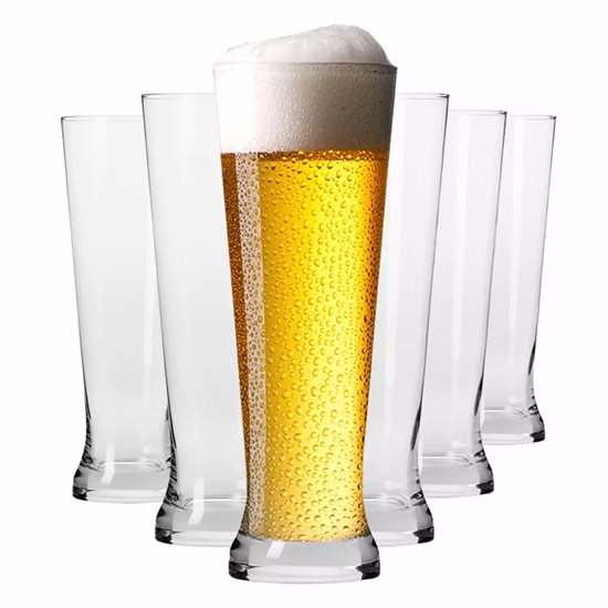 6-piece Pilsner beer glass set, made of glass, 500ml, "Mixology" - Krosno