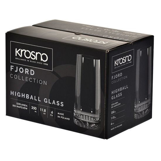 6-delers høyt tumblersett, laget av krystallinsk glass, 350ml, "Fjord" - Krosno