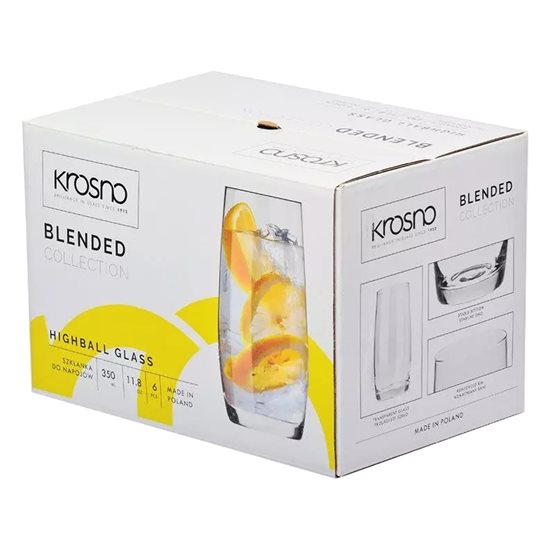 6 parçalı "long drink" cam seti, camdan yapılmış, 350ml, "Blended" - Krosno