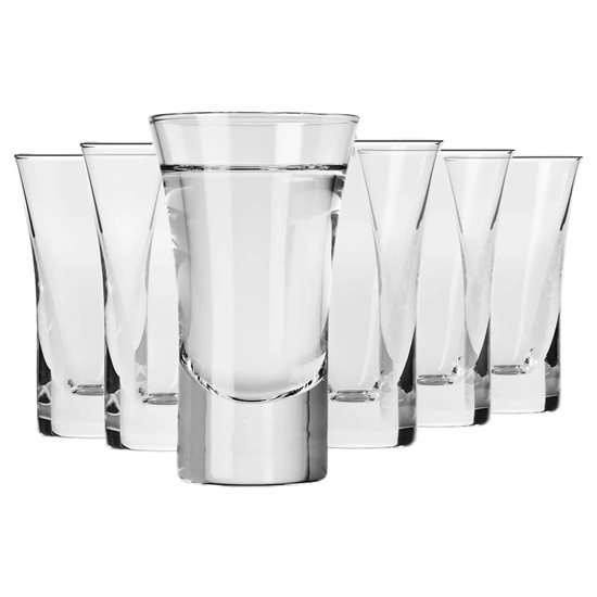 6-piece vodka glass set, made of glass, 45ml, "Shot" - Krosno