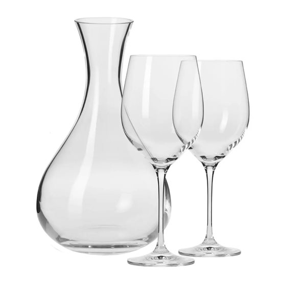 Conjunto de servir vinho com 3 peças, em vidro cristalino, "Harmony" - Krosno