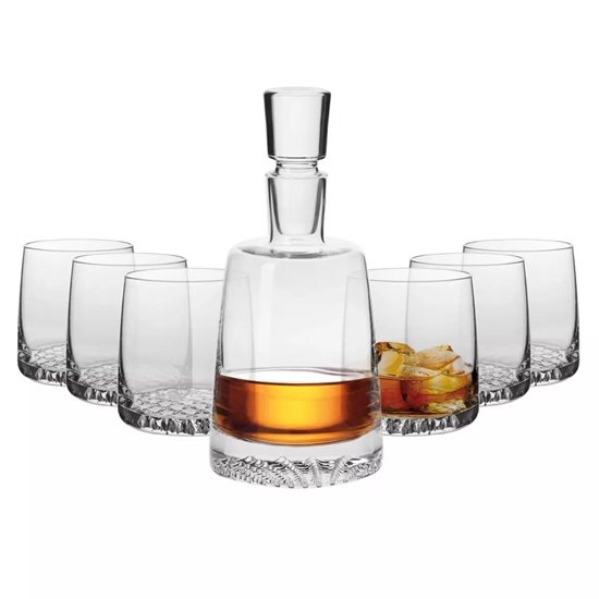 7-piece whiskey set, made of crystalline glass, "Fjord" - Krosno