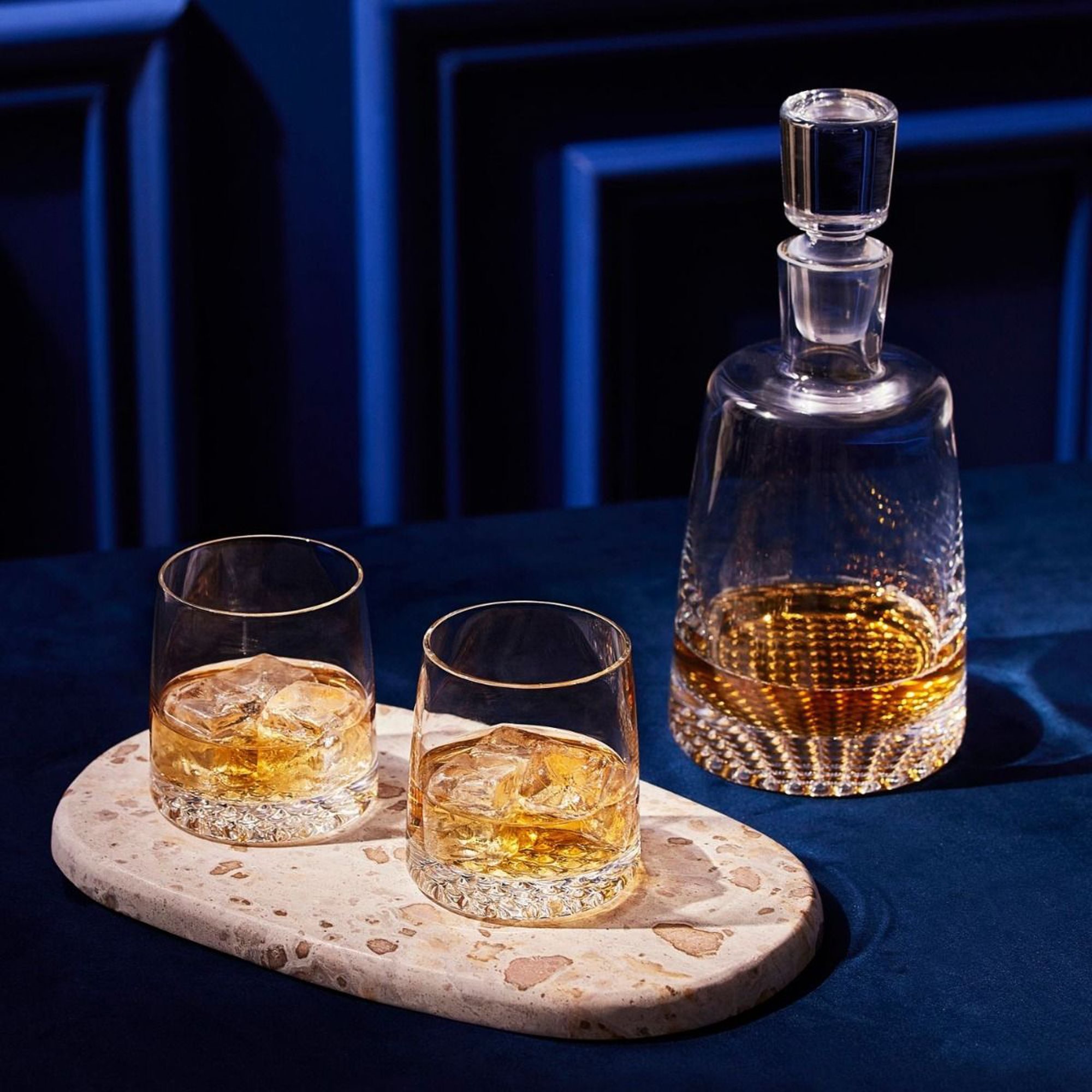 Service à whisky 7 pièces, en verre cristallin, Fjord - Krosno