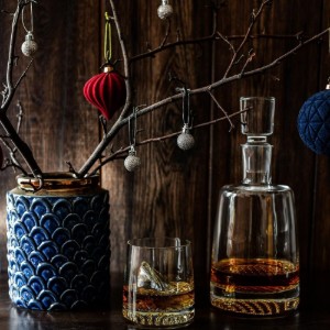 Servizio da whisky 7 pezzi, in vetro cristallino, "Fjord" - Krosno