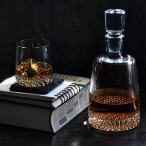 Servizio da whisky 7 pezzi, in vetro cristallino, "Fjord" - Krosno