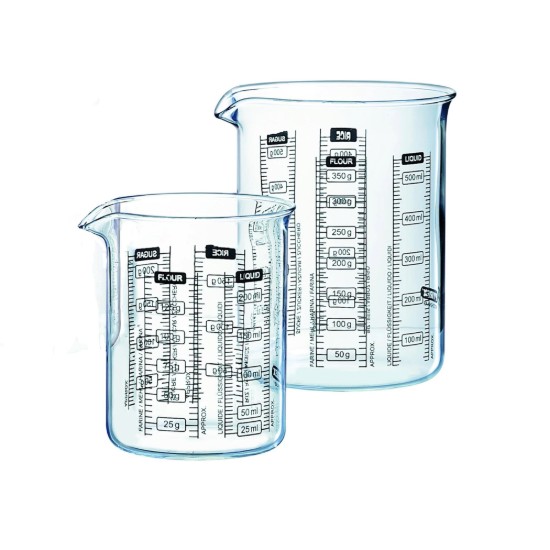Set of 2 graded mugs, borosilicate glass, 250ml/500ml - PYREX