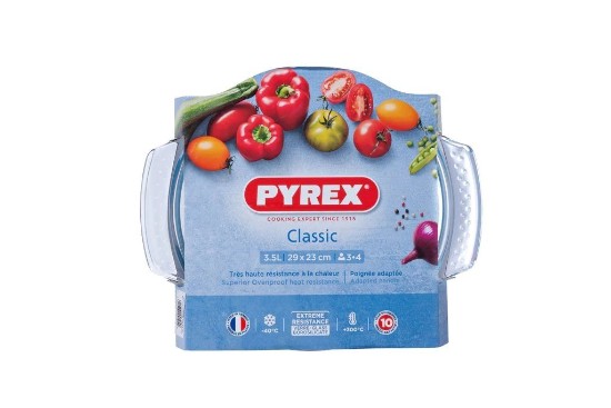 Plat rond avec couvercle, en verre résistant à la chaleur, 3,5 L + 1,4 L, "Classic" - Pyrex