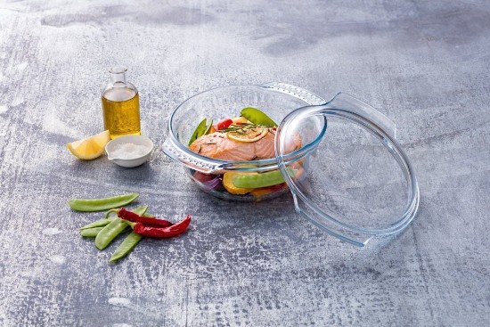 Round dish with lid, made of heat-resistant glass, 3.5 L + 1.4 L, "Classic" - Pyrex