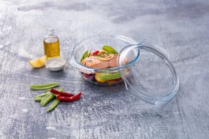 Ümmargune kaanega nõu, valmistatud kuumakindlast klaasist, 3,5 L + 1,4 L, "Classic" - Pyrex