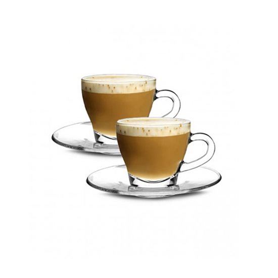 Sraith de 2 chupán cappuccino le saucers, gloine, 180 ml, Ischia - Borgonovo