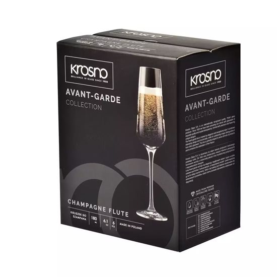 Сет чаша за шампањац од 6 делова, од кристалног стакла, 180мл, "Avant-Garde" - Krosno