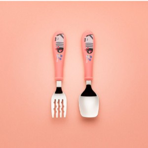 Besteckset für Kinder, 2-teilig, Edelstahl, rosa, Serie "INFANT" - Cuitisan
