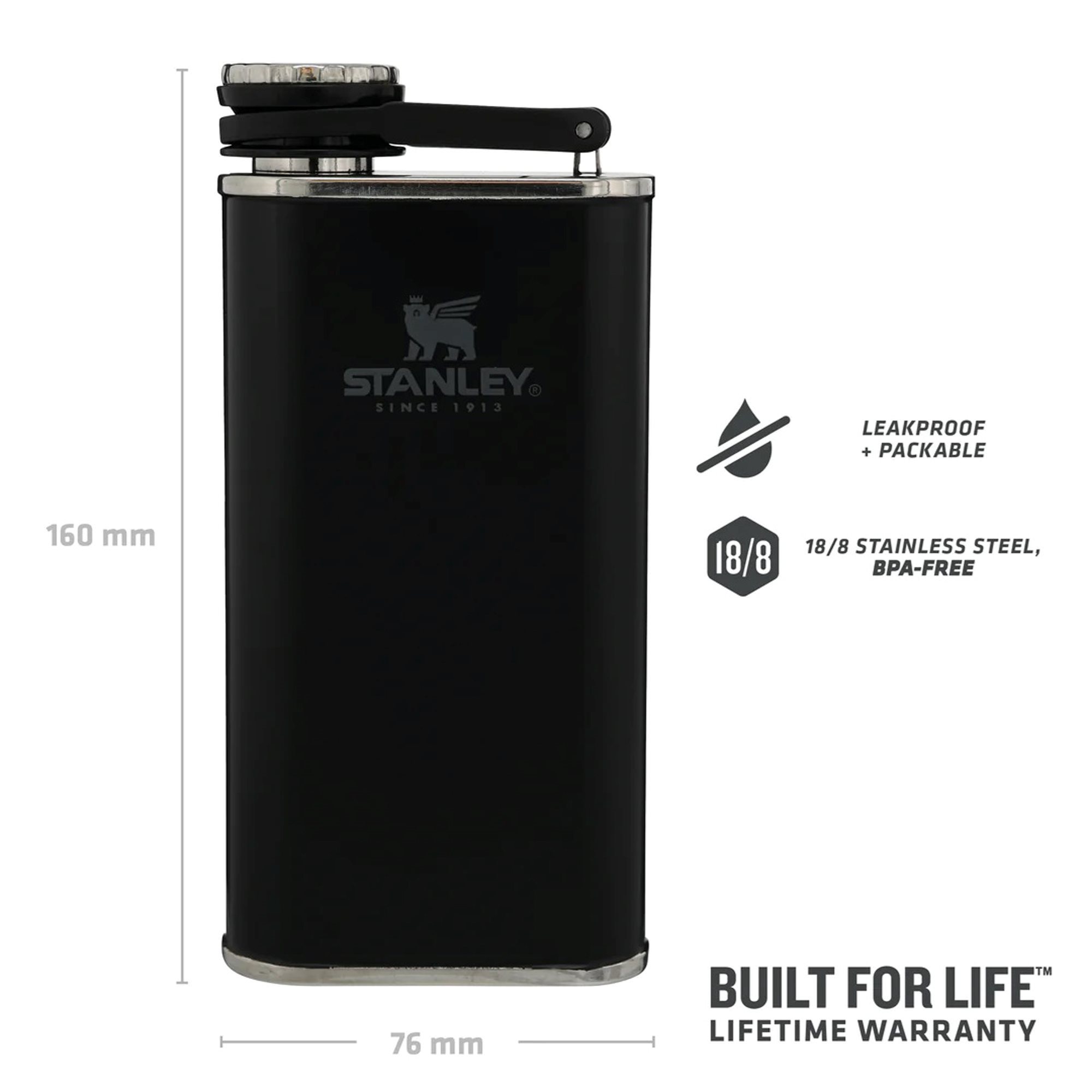 Stainless Steel Matte Black Hip Flask, 8 Oz (230 ml)