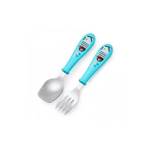 Cutlery set for children, 2 pieces, stainless steel, blue, "INFANT" range - Cuitisan