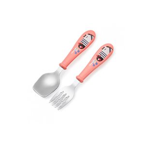 Cutlery set for children, 2 pieces, stainless steel, pink, "INFANT" range - Cuitisan