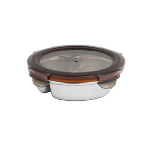 Round food storage container, compartmentalized, stainless steel, 280 ml, "TO GO" range - Cuitisan