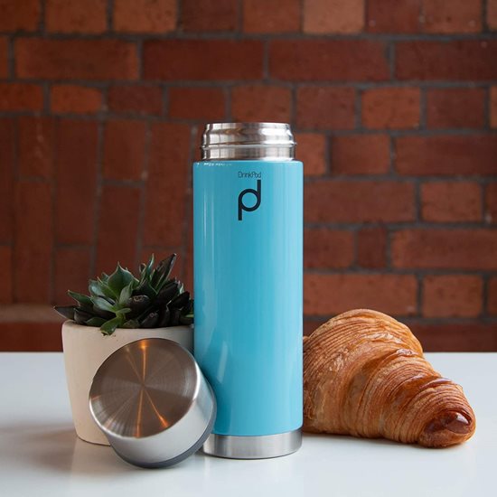 "DrinkPod" thermally insulating bottle made of stainless steel, 350 ml, Blue - Grunwerg