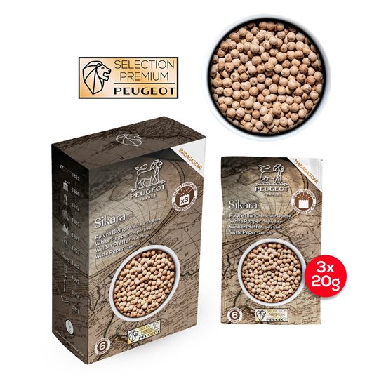 Set od 3 vrećice bijelog papra, 3 × 20g, Sikara Premium, Spices - Peugeot