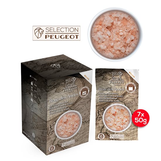 Komplektis 7 kotikest roosat jämedat soola, 7x50g, "Spices" - Peugeot
