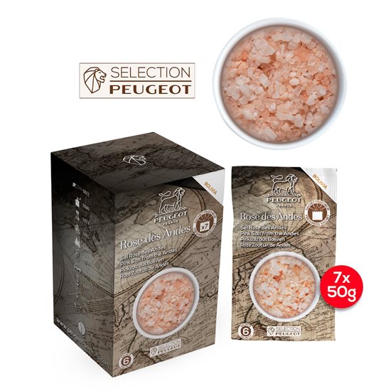 Sada 7 vrecúšok ružovej hrubozrnnej soli, 7x50g, "Spices" - Peugeot