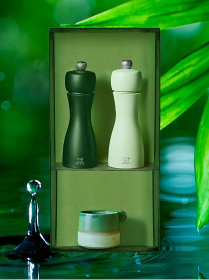 Set of 2 salt and pepper grinders, 15 cm, "Tahiti Water", Moss&Mint - Peugeot