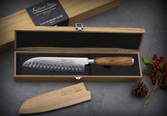 Faca Santoku, aço, 18 cm, "Katana Saya" - Grunwerg