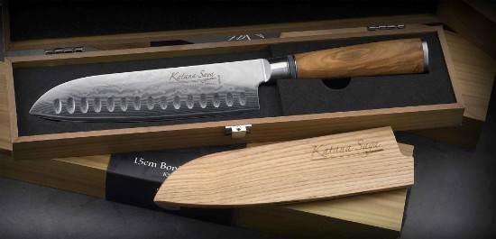 Nůž Santoku, ocel, 18 cm, "Katana Saya" - Grunwerg