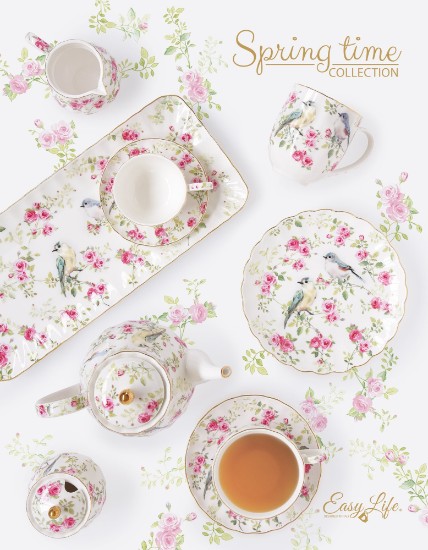 Taza y platillo de té de porcelana, 200 ml, colección "Spring Time" - Nuova R2S