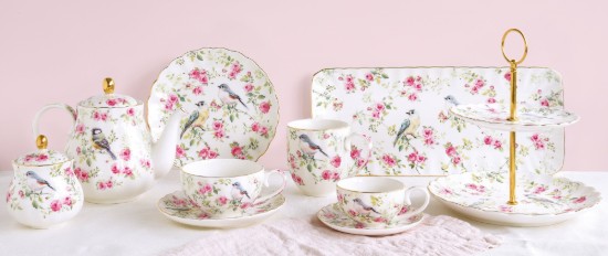 Skodelica za čaj in krožnik iz porcelana, 200 ml, kolekcija "Spring Time" - Easy Life