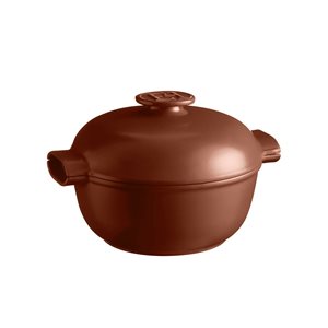 Cocotte cooking pot, ceramic, 26.5 cm/4L, "Delight", Sienna - Emile Henry