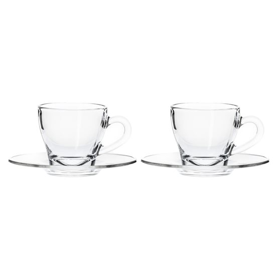 Set de 2 tasses à cappuccino avec soucoupes, verre, 180 ml, Ischia - Borgonovo