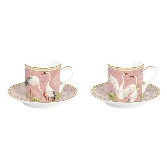 Set de 2 tasses à café avec soucoupes, porcelaine, 75ml, "Dancing Herons" - Nuova R2S