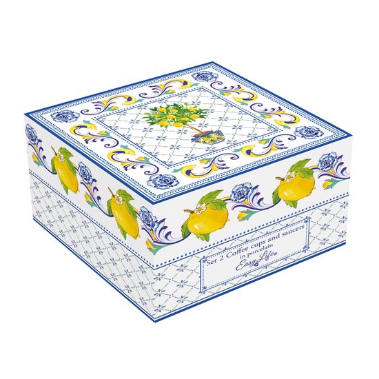 Sada 2 šálok na kávu s podšálkami, porcelán, 110 ml, "Positano" - Nuova R2S