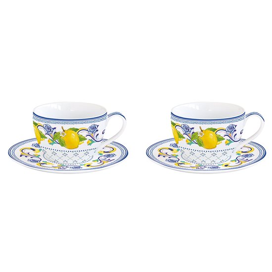 Sada 2 šálok na kávu s podšálkami, porcelán, 110 ml, "Positano" - Nuova R2S