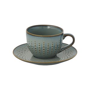 Cup with saucer, porcelain, 250ml, "Drops Celadon" - Nuova R2S