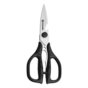 Kitchen scissors, stainless steel, 20.5 cm, Black - Zokura