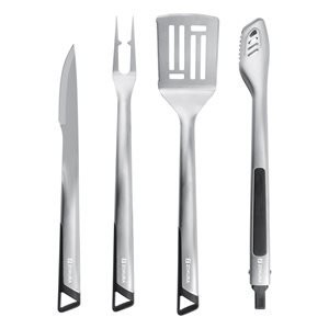 Set of 4 utensils for grilling, with storage bag, stainless steel - Zokura