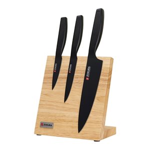 4-piece knife set, stainless steel, with magnetic knife block - Zokura