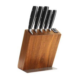 6-piece knife set, stainless steel, with built-in knife sharpener - Zokura
