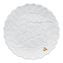 Serving platter made of porcelain, 30 cm, "HOLLY&BERRIES WHITE" - Nuova R2S