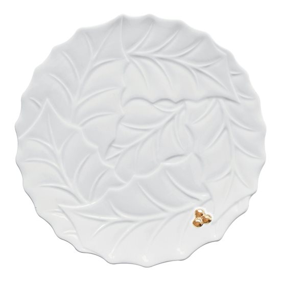 Serveringsfad lavet af porcelæn, 30 cm, "HOLLY&BERRIES WHITE" - Nuova R2S